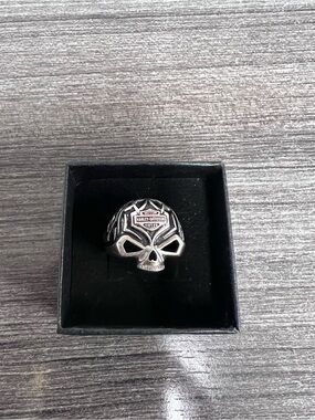 Men’s Harley Davidson Tribal Celtic Skull Ring .925 silver size 12.5